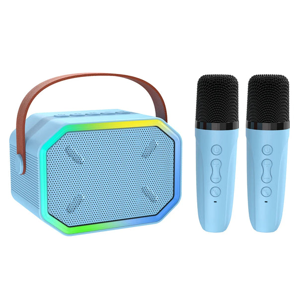 HKM-136467 Portable Mini Speaker with Wireless Dual Microphone for Karaoke and Audio Playback