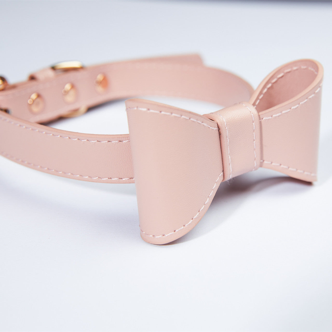 HKM-1365053 Cute Bow Collar and Leash Set for Pets - Fashionable Cotton Design in Blue and Pink