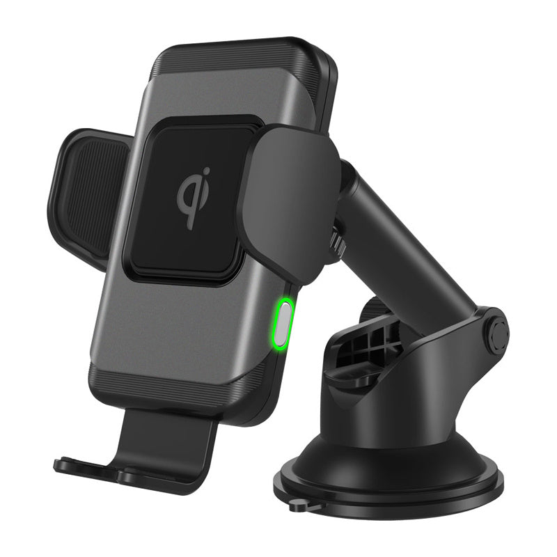 HKM-136531 10W Fast Wireless Car Charger - Grey ABS, 2A Output, Single USB Interface