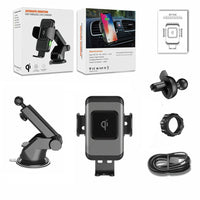 HKM-136531 10W Fast Wireless Car Charger - Grey ABS, 2A Output, Single USB Interface