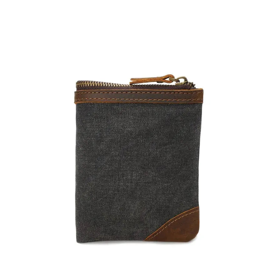 HKM-136531 Handmade Retro Waterproof Oil Wax Canvas Wallet for Men - Foldable Short Design