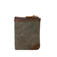 HKM-136531 Handmade Retro Waterproof Oil Wax Canvas Wallet for Men - Foldable Short Design