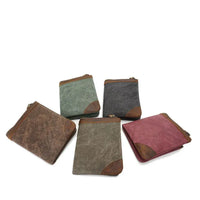 HKM-136531 Handmade Retro Waterproof Oil Wax Canvas Wallet for Men - Foldable Short Design