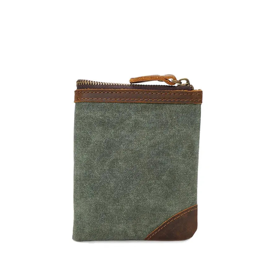 HKM-136531 Handmade Retro Waterproof Oil Wax Canvas Wallet for Men - Foldable Short Design