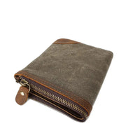 HKM-136531 Handmade Retro Waterproof Oil Wax Canvas Wallet for Men - Foldable Short Design