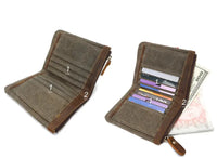 HKM-136531 Handmade Retro Waterproof Oil Wax Canvas Wallet for Men - Foldable Short Design