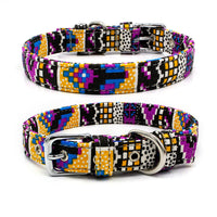 HKM-1365565 Colorful Double Layer Canvas Dog Collar with Traction Leash - Durable and Reflective