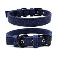 HKM-1365565 Colorful Double Layer Canvas Dog Collar with Traction Leash - Durable and Reflective