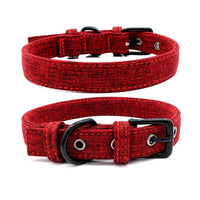 HKM-1365565 Colorful Double Layer Canvas Dog Collar with Traction Leash - Durable and Reflective