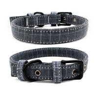 HKM-1365565 Colorful Double Layer Canvas Dog Collar with Traction Leash - Durable and Reflective
