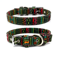 HKM-1365565 Colorful Double Layer Canvas Dog Collar with Traction Leash - Durable and Reflective