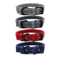 HKM-1365565 Colorful Double Layer Canvas Dog Collar with Traction Leash - Durable and Reflective
