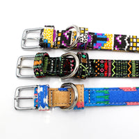 HKM-1365565 Colorful Double Layer Canvas Dog Collar with Traction Leash - Durable and Reflective