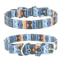 HKM-1365565 Colorful Double Layer Canvas Dog Collar with Traction Leash - Durable and Reflective
