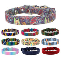 HKM-1365565 Colorful Double Layer Canvas Dog Collar with Traction Leash - Durable and Reflective