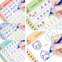 HKM-136595 Reusable Handwriting Practice Copybook for Kids - 5 Set Grooved Workbooks