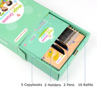 HKM-136595 Reusable Handwriting Practice Copybook for Kids - 5 Set Grooved Workbooks