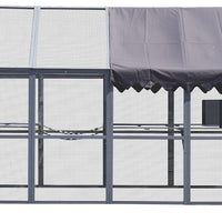 HKM-1367357 Large Outdoor Cat House and Cat Fence with Upgraded Waterproof Cover - Gray
