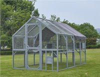 HKM-1367357 Large Outdoor Cat House and Cat Fence with Upgraded Waterproof Cover - Gray