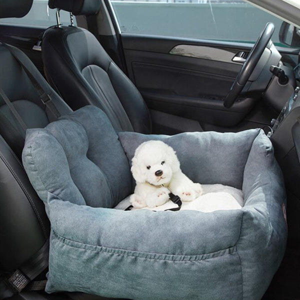 HKM-1367613 Safety Pet Car Mat in Khaki and Dark Gray - Soft Cloth for Dog Comfort