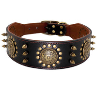 HKM-1367741 Durable Brown Leather Studded Dog Collar for Medium to Large Breeds