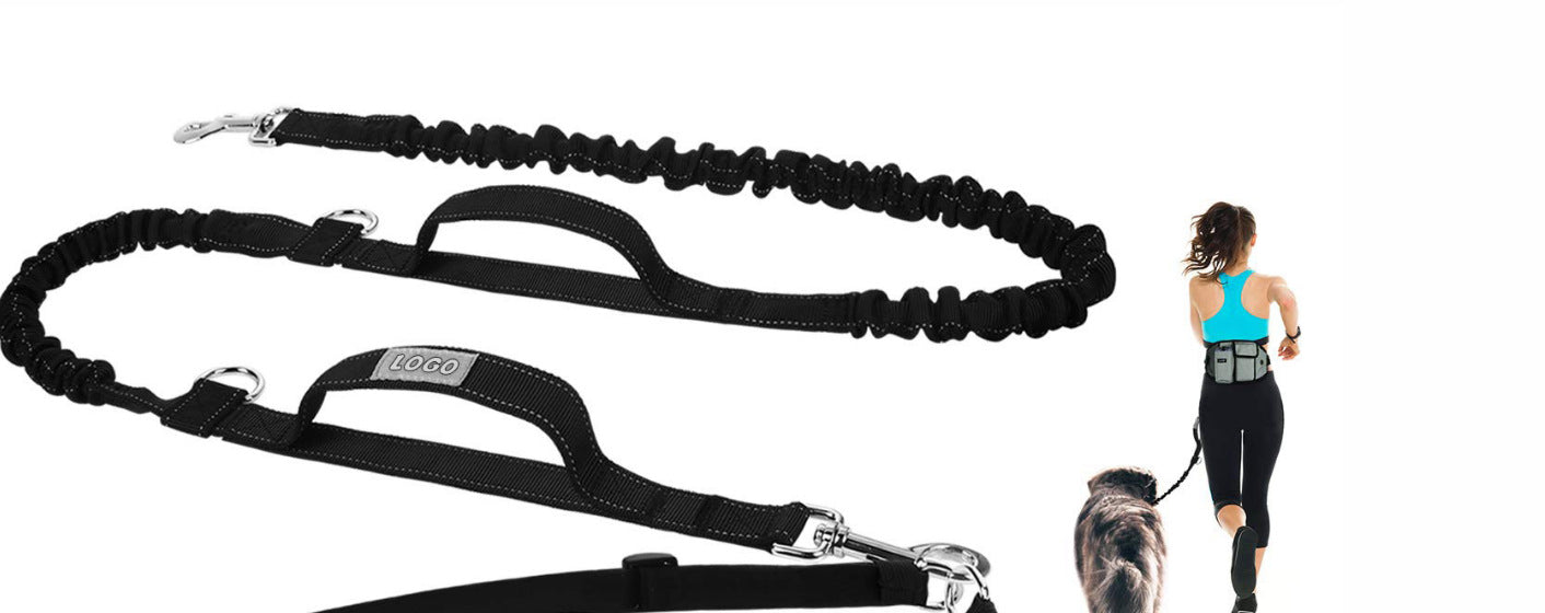 HKM-1367997 Hands-Free Dog Training Leash with Adjustable Waist Bag for Treats and Essentials