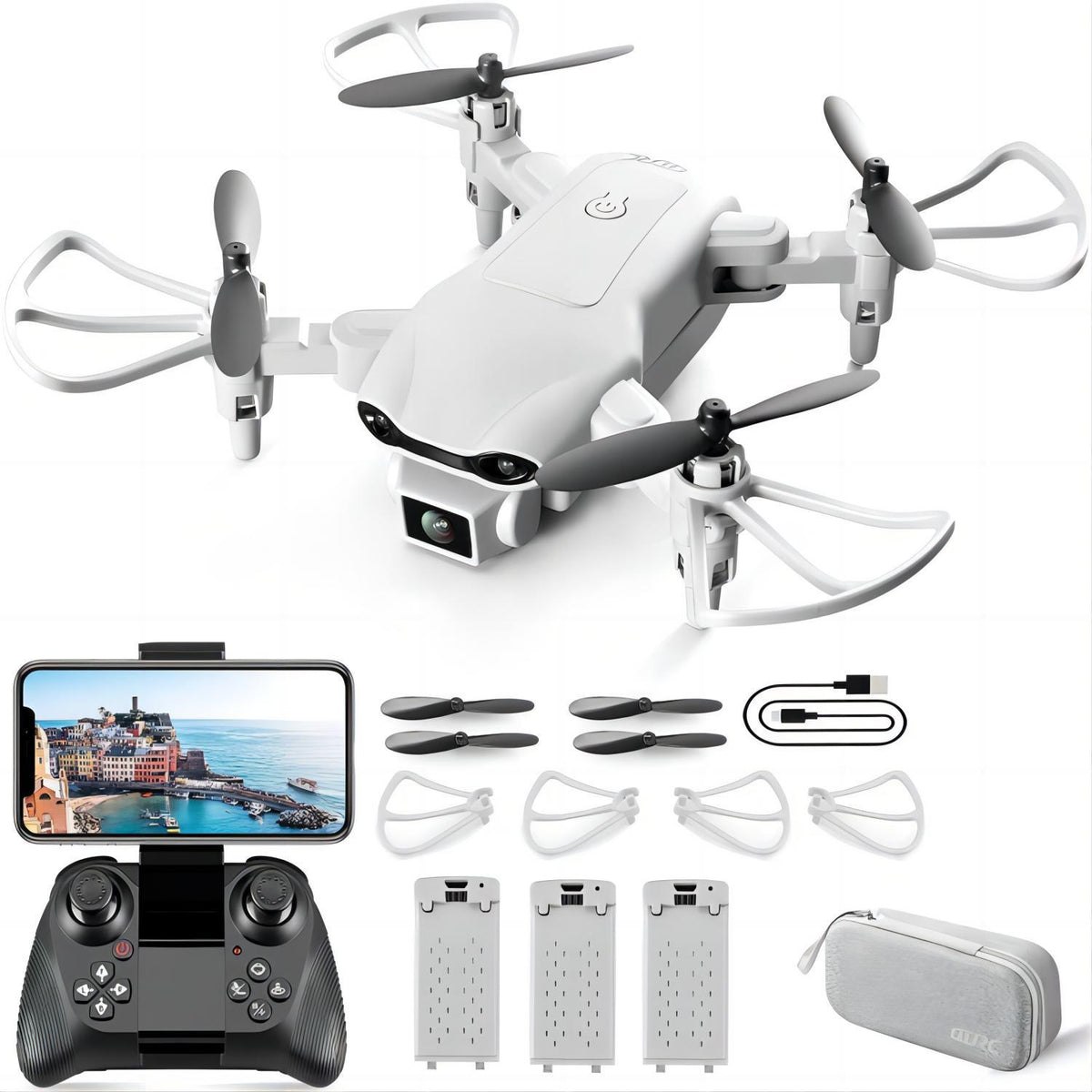 HKM-136979 Mini Drone with 1080P HD Camera and FPV, Includes Two Batteries and Accessories for Kids and Beginners