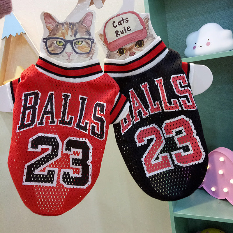 HKM-1369917 Breathable Summer Vest for Dogs in Black and Red, Soft Polyester Fabric