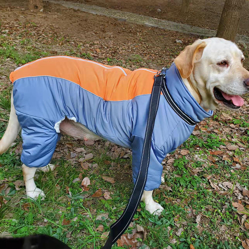 HKM-1370173 Cozy Cotton Coat for Medium and Large Dogs - Coral Fleece in Apple Green and Haze Blue