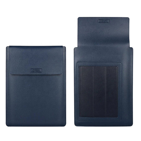HKM-137171 Slim Waterproof PU Leather Laptop Sleeve with Stand and Mouse Pad