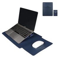 HKM-137171 Slim Waterproof PU Leather Laptop Sleeve with Stand and Mouse Pad