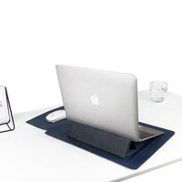HKM-137171 Slim Waterproof PU Leather Laptop Sleeve with Stand and Mouse Pad