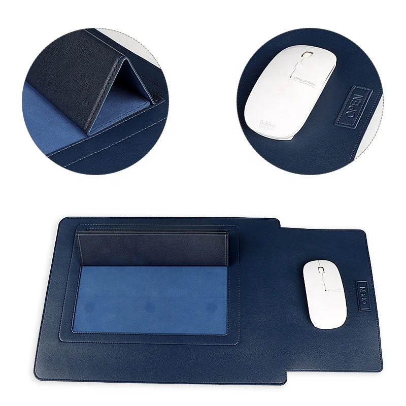 HKM-137171 Slim Waterproof PU Leather Laptop Sleeve with Stand and Mouse Pad