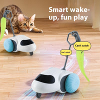 HKM-1372349 Smart Electric Cat Running Toy - Gravity-Defying Interactive Pet Car with USB Charging
