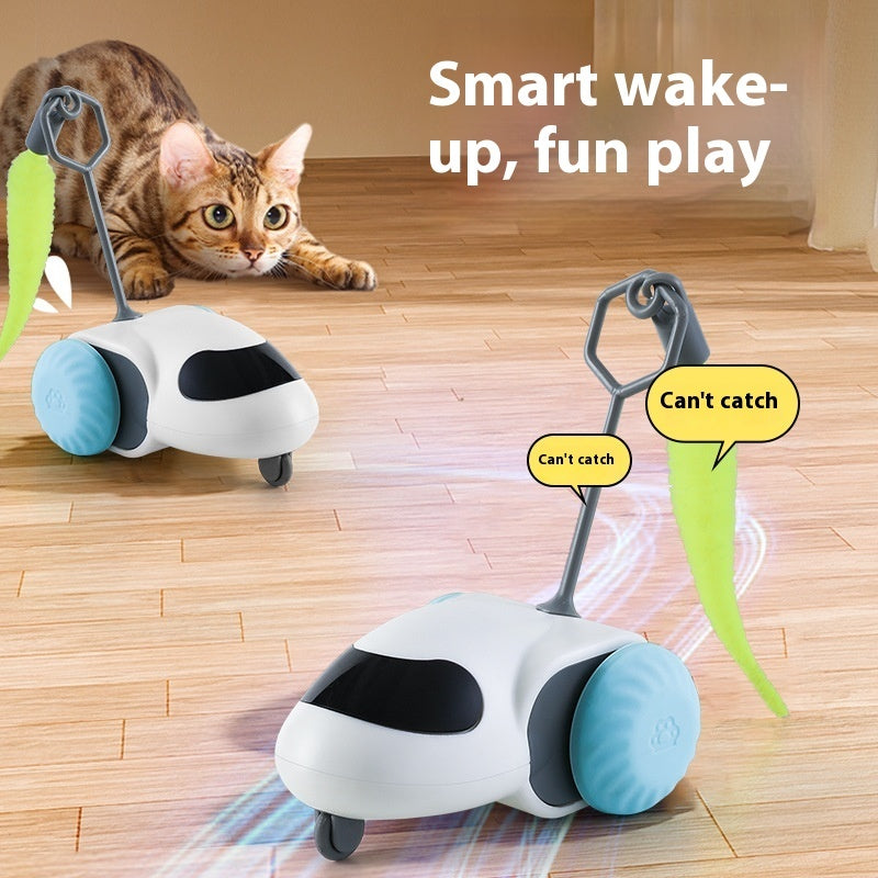 HKM-1372349 Smart Electric Cat Running Toy - Gravity-Defying Interactive Pet Car with USB Charging