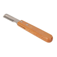 HKM-1372989 Dual-Sided Pet Stripping Comb for Dogs and Cats with Wooden Handle - Effective Grooming Tool for Long Hair Removal