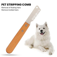 HKM-1372989 Dual-Sided Pet Stripping Comb for Dogs and Cats with Wooden Handle - Effective Grooming Tool for Long Hair Removal