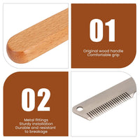 HKM-1372989 Dual-Sided Pet Stripping Comb for Dogs and Cats with Wooden Handle - Effective Grooming Tool for Long Hair Removal