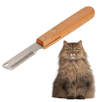 HKM-1372989 Dual-Sided Pet Stripping Comb for Dogs and Cats with Wooden Handle - Effective Grooming Tool for Long Hair Removal