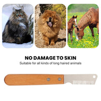 HKM-1372989 Dual-Sided Pet Stripping Comb for Dogs and Cats with Wooden Handle - Effective Grooming Tool for Long Hair Removal