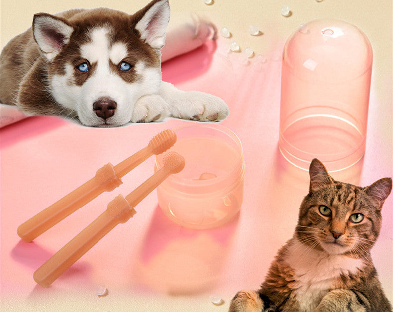 HKM-1373373 Pet Silicone Toothbrush Set with Storage Box for Cats and Dogs