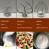 HKM-137363 1500W 6L Stand Mixer with Dough Hook, Beater, and Whisk for Home Baking