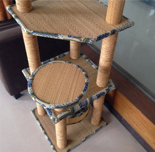 HKM-1374781 Cat-Friendly Straw Scratch Board and Climbing Frame for Active Play