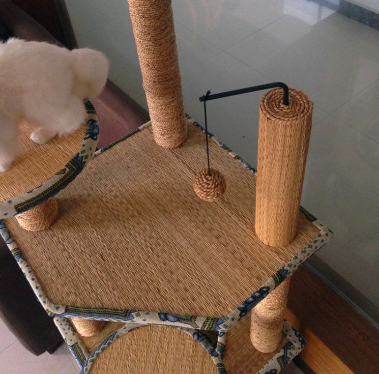 HKM-1374781 Cat-Friendly Straw Scratch Board and Climbing Frame for Active Play