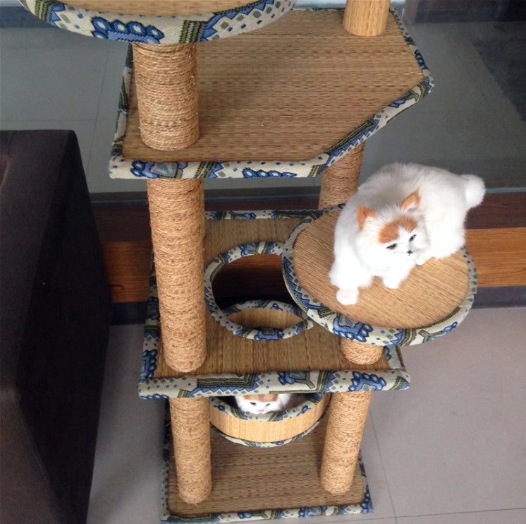 HKM-1374781 Cat-Friendly Straw Scratch Board and Climbing Frame for Active Play