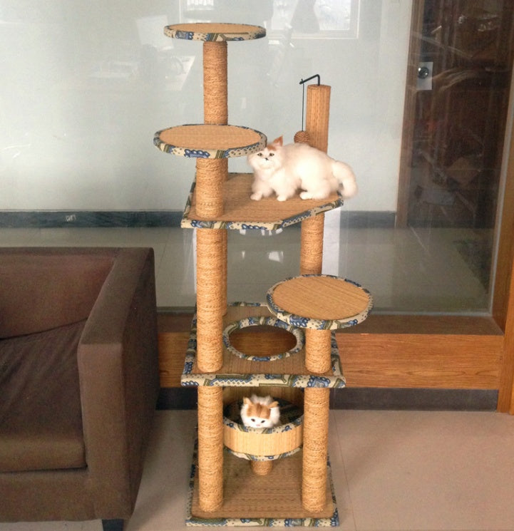 HKM-1374781 Cat-Friendly Straw Scratch Board and Climbing Frame for Active Play