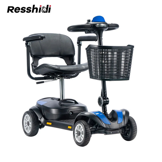 HKM-137491 4 Wheel Electric Mobility Scooter, Quick Release Battery, Foldable, 18KM Range, 10km/h Max Speed, Waterproof