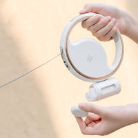 HKM-1375293 Automatic Retractable Dog Leash with LED Light and Waste Bag Storage - 3m Rope length, Abs Material