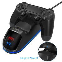 HKM-137683 Dual Charging Dock for PS4 Controllers - Simultaneous Charging with LED Indicator, Compatible with Standard DC5V Power Sources
