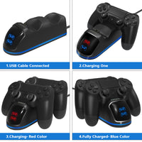 HKM-137683 Dual Charging Dock for PS4 Controllers - Simultaneous Charging with LED Indicator, Compatible with Standard DC5V Power Sources